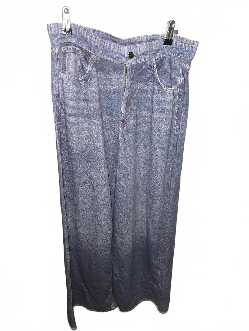 AnotherChill Women’s Wide Leg Denim Look Pants Size L Blue Stretch NWT